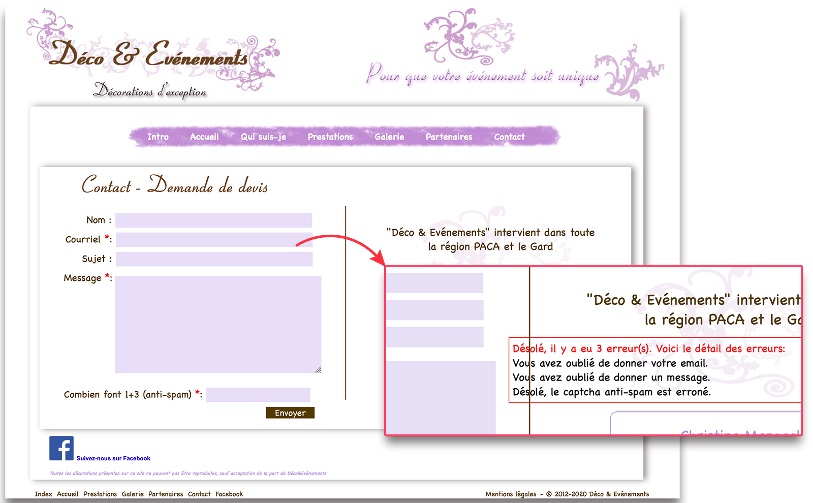 formulaire deco&Evenements